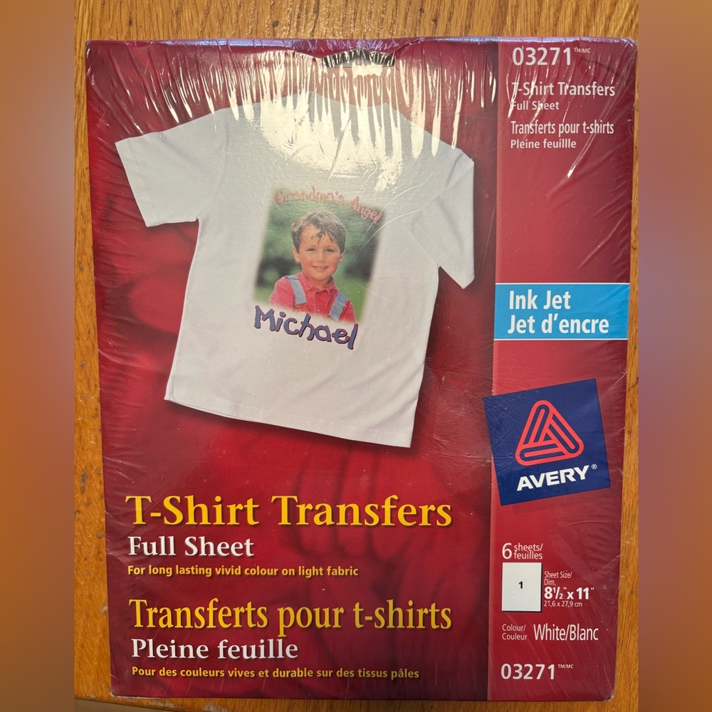 Sealed Pkg  6 Avery T-Shirt Transfers